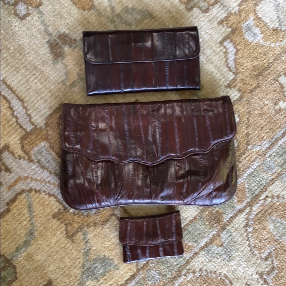 Eel skin clutch and wallet